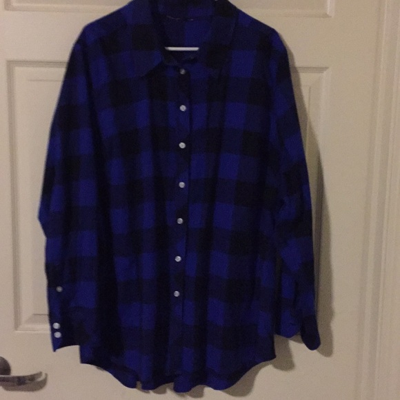 Tops - Blue and black plaid shirt-3X